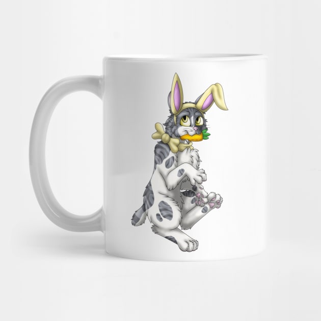 Bobtail BunnyCat: Grey Bicolor Tabby (Yellow) by spyroid101